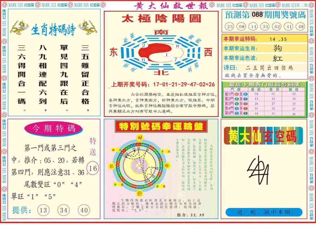 088期新黄大仙救世B[图]